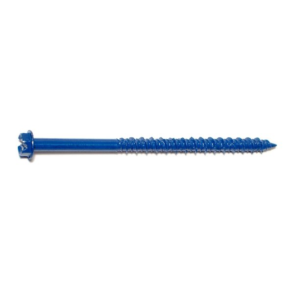 Midwest Fastener Masonry Screw, 3/16" Dia., Hex, 3 1/4 in L, Steel Blue Ruspert, 100 PK 09264